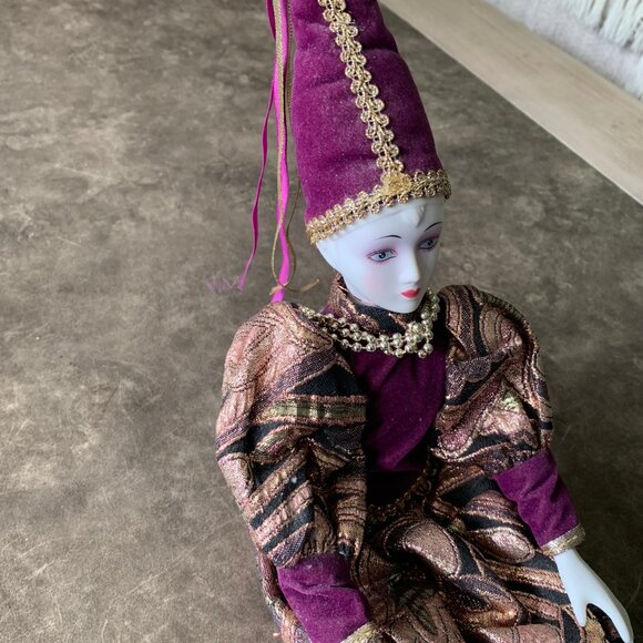 VINTAGE Porcelain Harlequin Bendable Doll Collectable - Picture 3 of 14